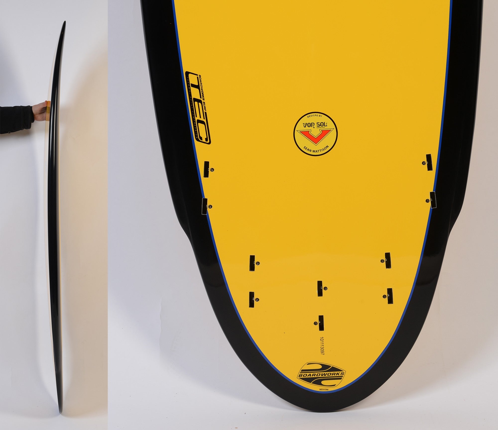 BOARDWORKS - Surfboard Von Sol Shadow yellow / black (epoxy)