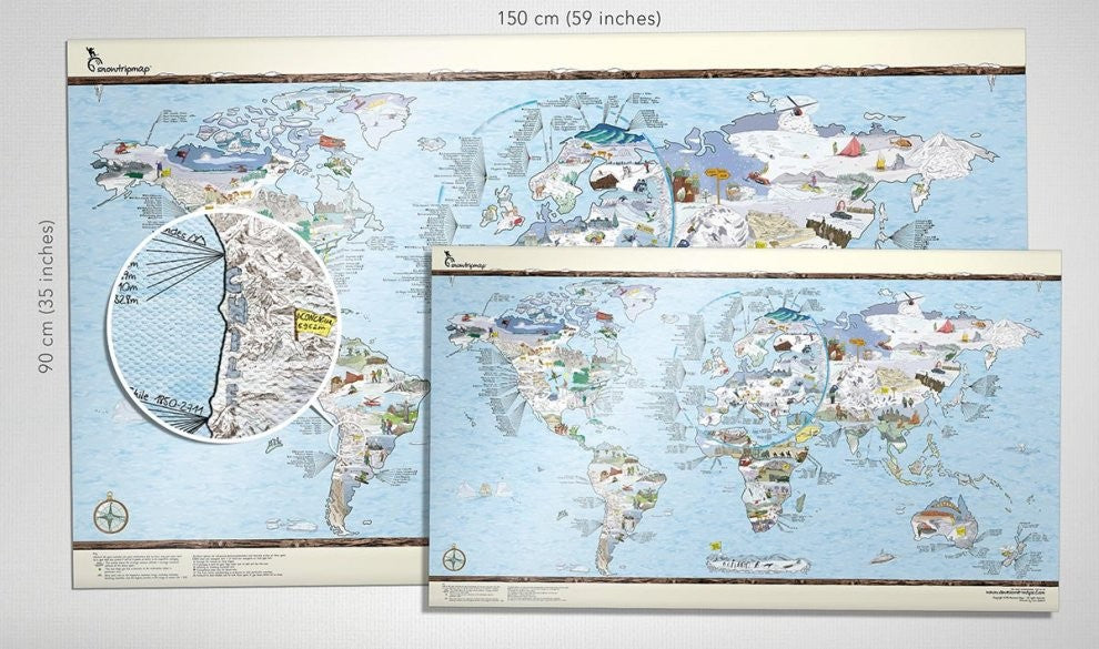 Awesome Maps - Poster Carte du monde - Snow Trip Re-writable