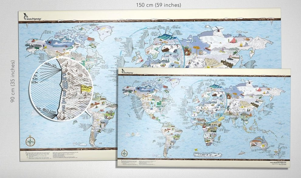 Awesome Maps - World Map Poster - Snow Trip Re-writable