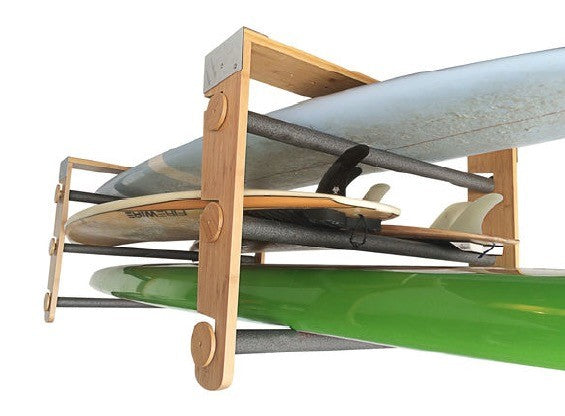 Soporte de techo modular CORSURF - Roll Rack Wood Shortboards, Longboards, SUP