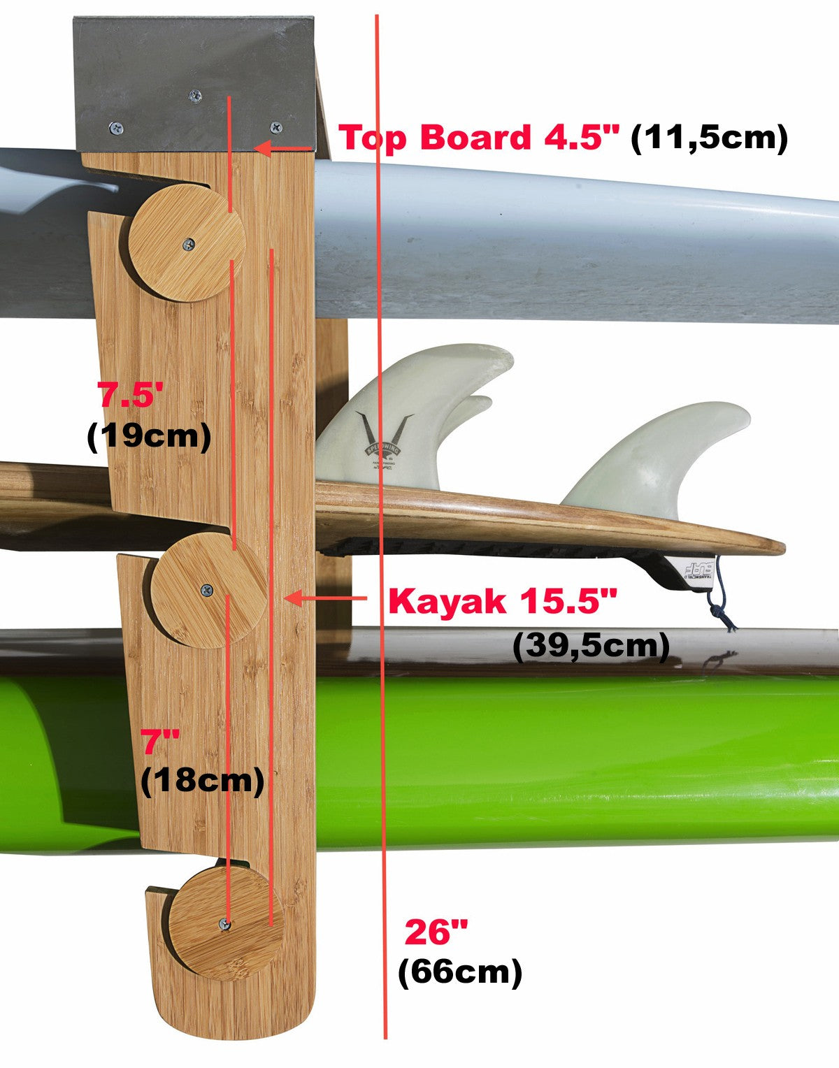 CORSURF modular ceiling support - Roll Rack Wood Shortboards, Longboards, SUP