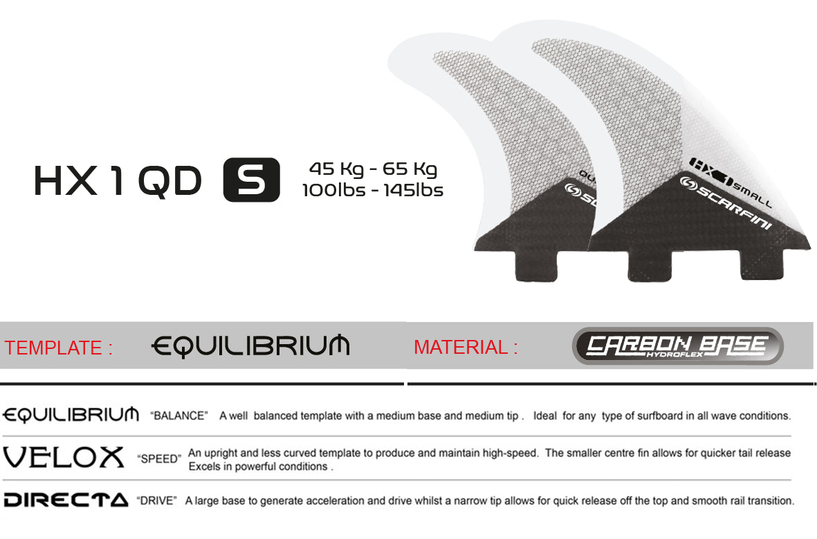 Set de 4 dérives SCARFINI HX1 Quad Carbon (taille S) (FCS)