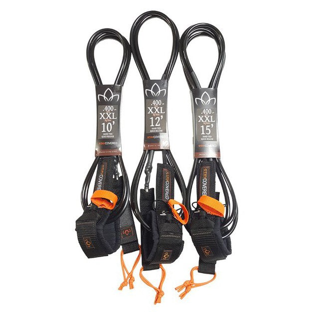 STAY COVERED - XXL Big Wave Leash with Quick Release (10mm) - Black