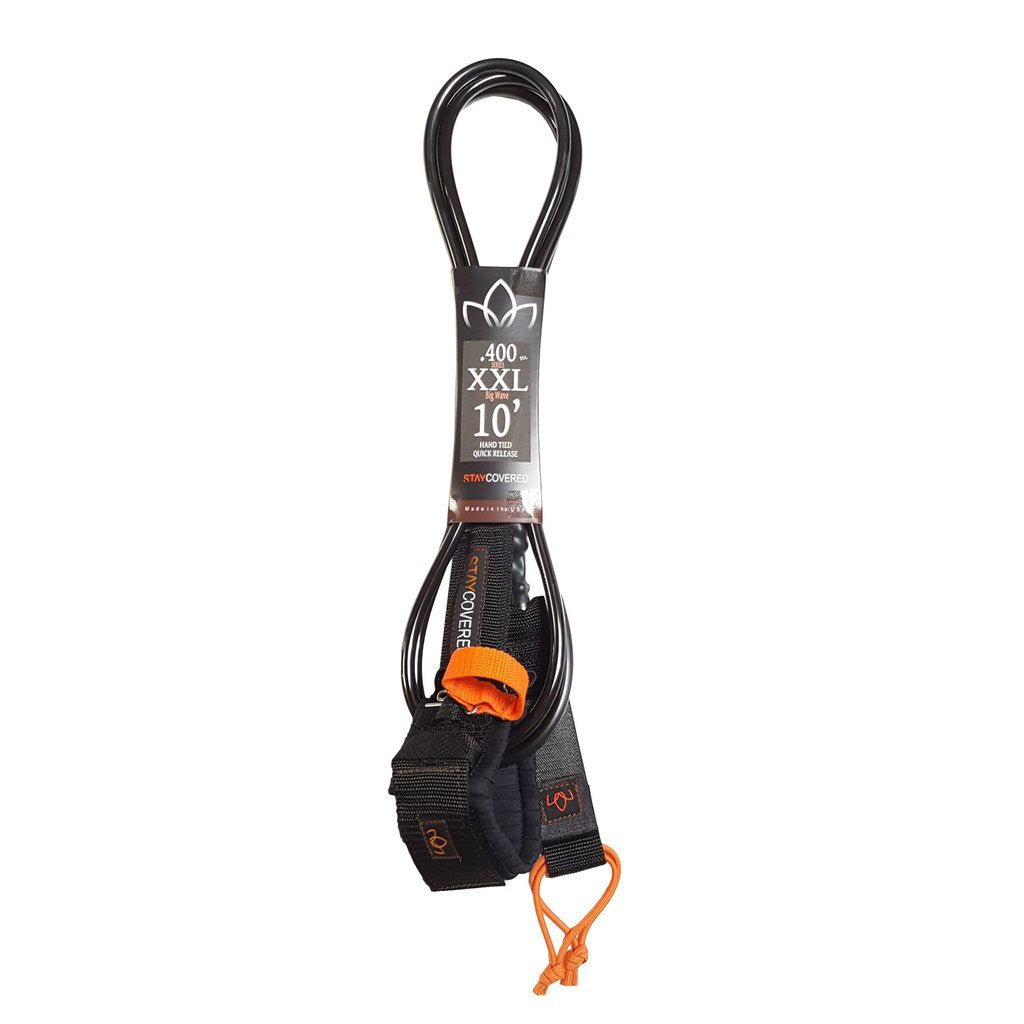 STAY COVERED - XXL Big Wave Leash with Quick Release (10mm) - Black