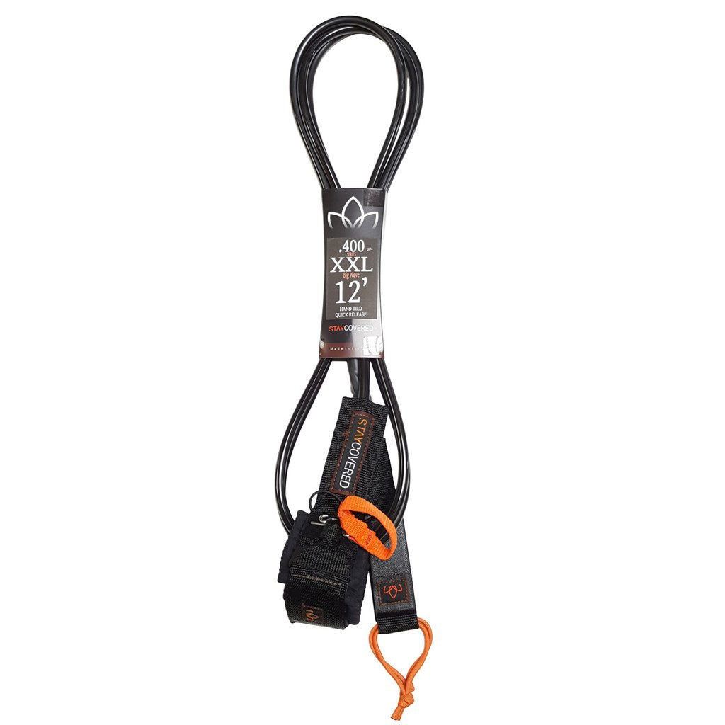 STAY COVERED - XXL Big Wave Leash with Quick Release (10mm) - Black