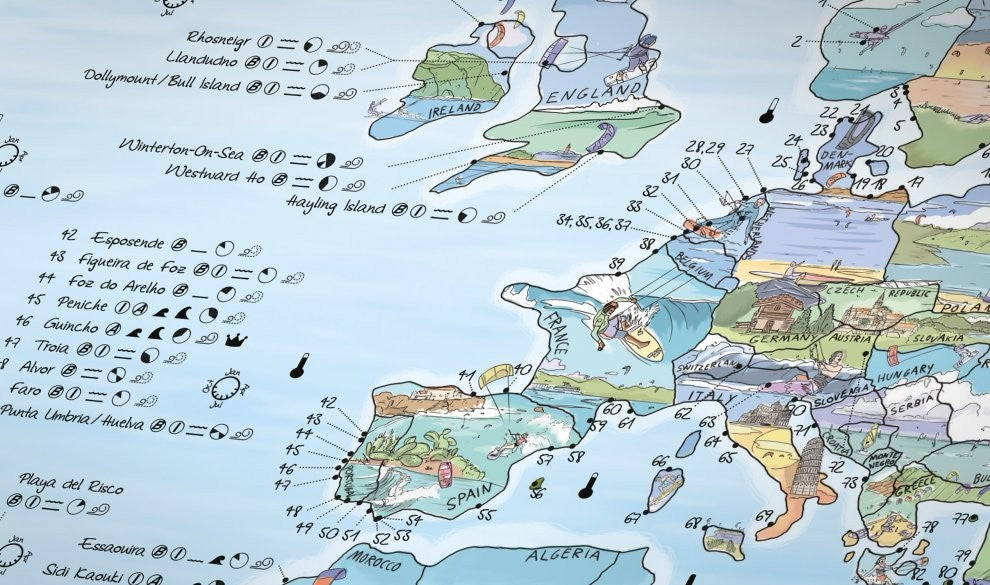 Awesome Map - Poster Carte du monde - Kitesurf Re-writable