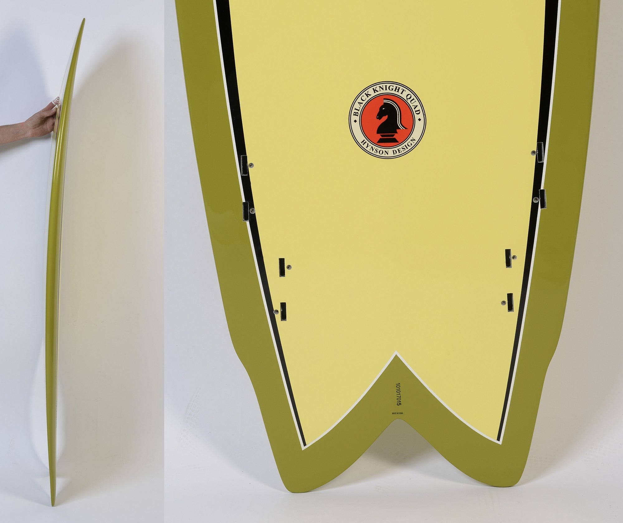 BOARDWORKS - Tabla de surf Hynson Black Knight Quad amarillo / verde (epoxi)