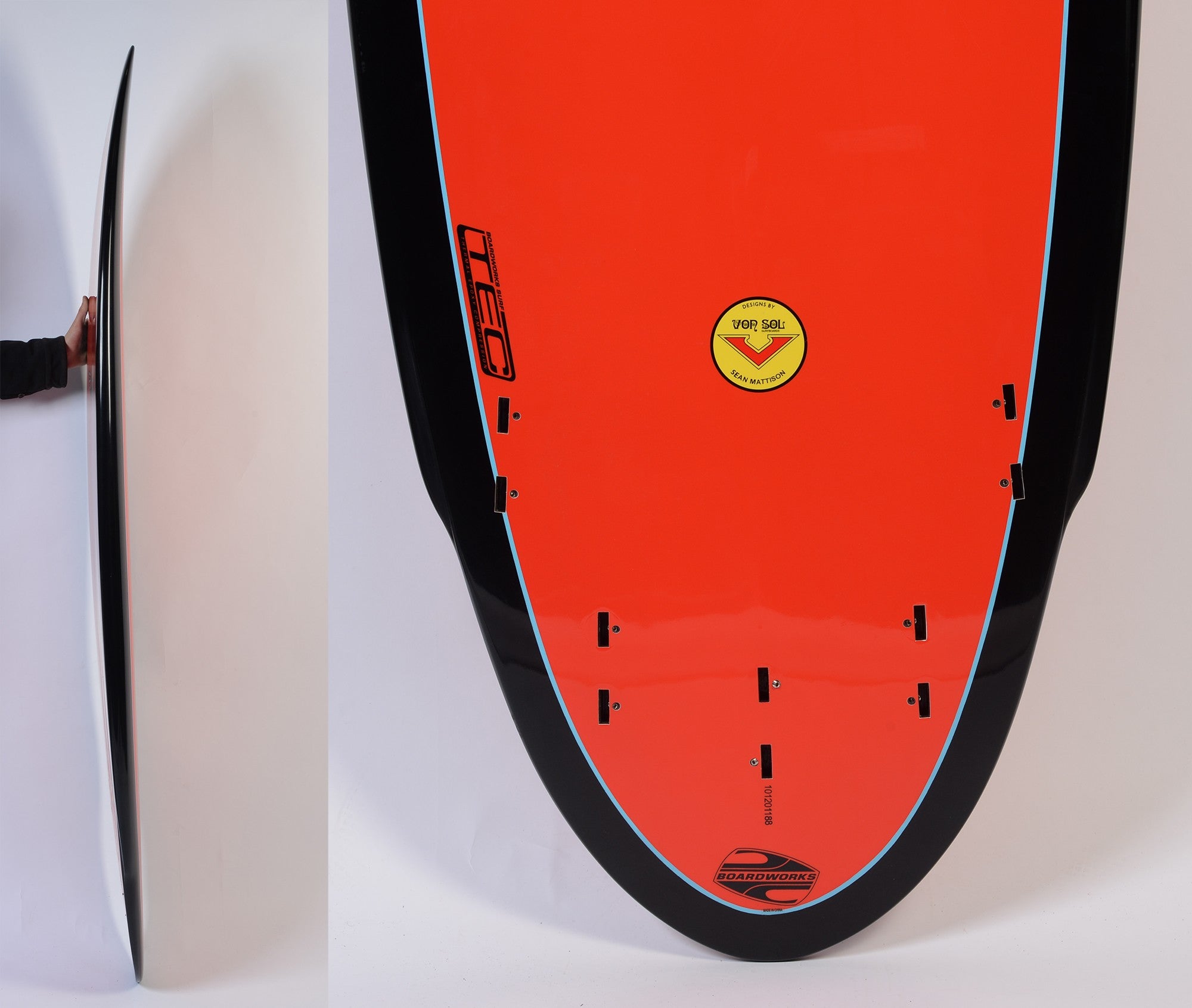 BOARDWORKS - Surfboard Von Sol Shadow red/black (epoxy)