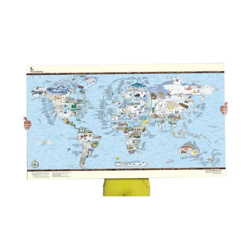 Awesome Maps - Poster Carte du monde - Snow Trip Re-writable