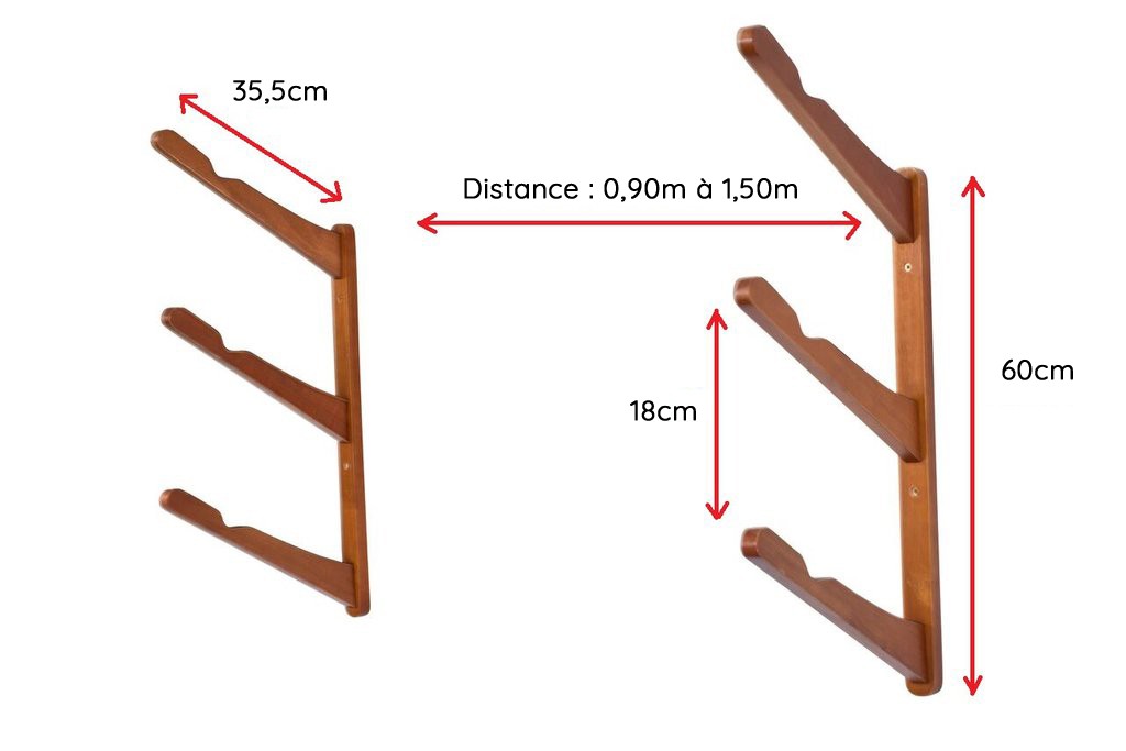 CORSURF wall support - Multi Rack 3 Boards - Dark Wood