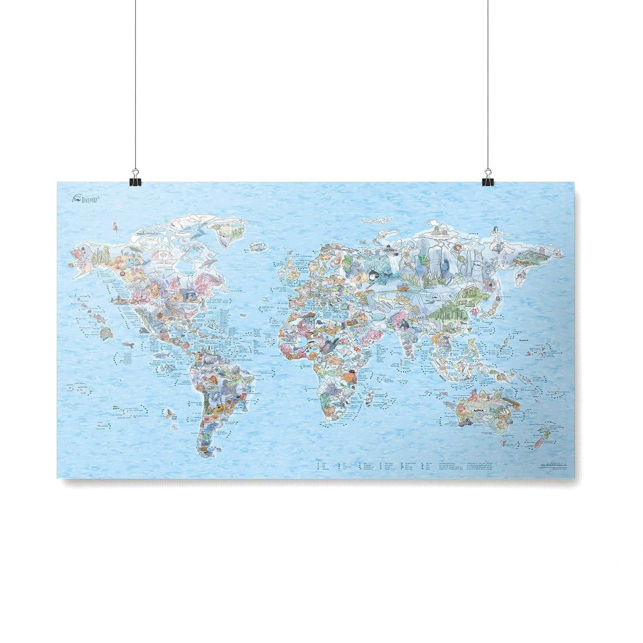Mapas impresionantes - Póster del mapa mundial - Mapa de buceo reescribible
