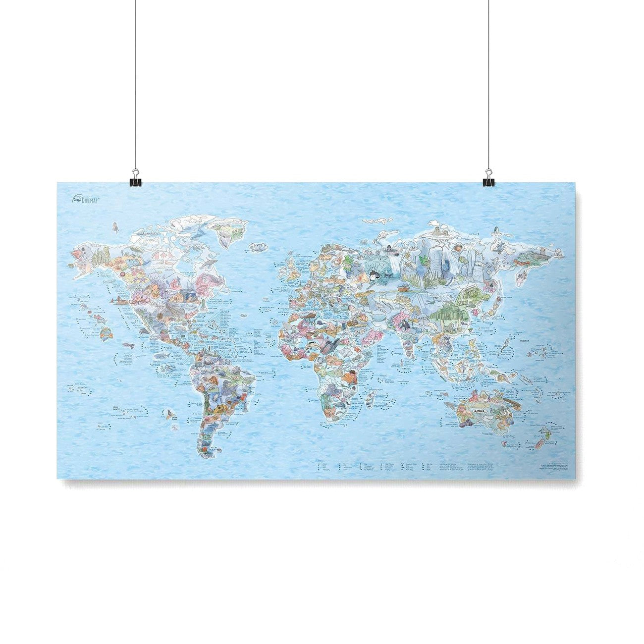 Awesome Maps - World Map Poster - Dive Map Re-writable