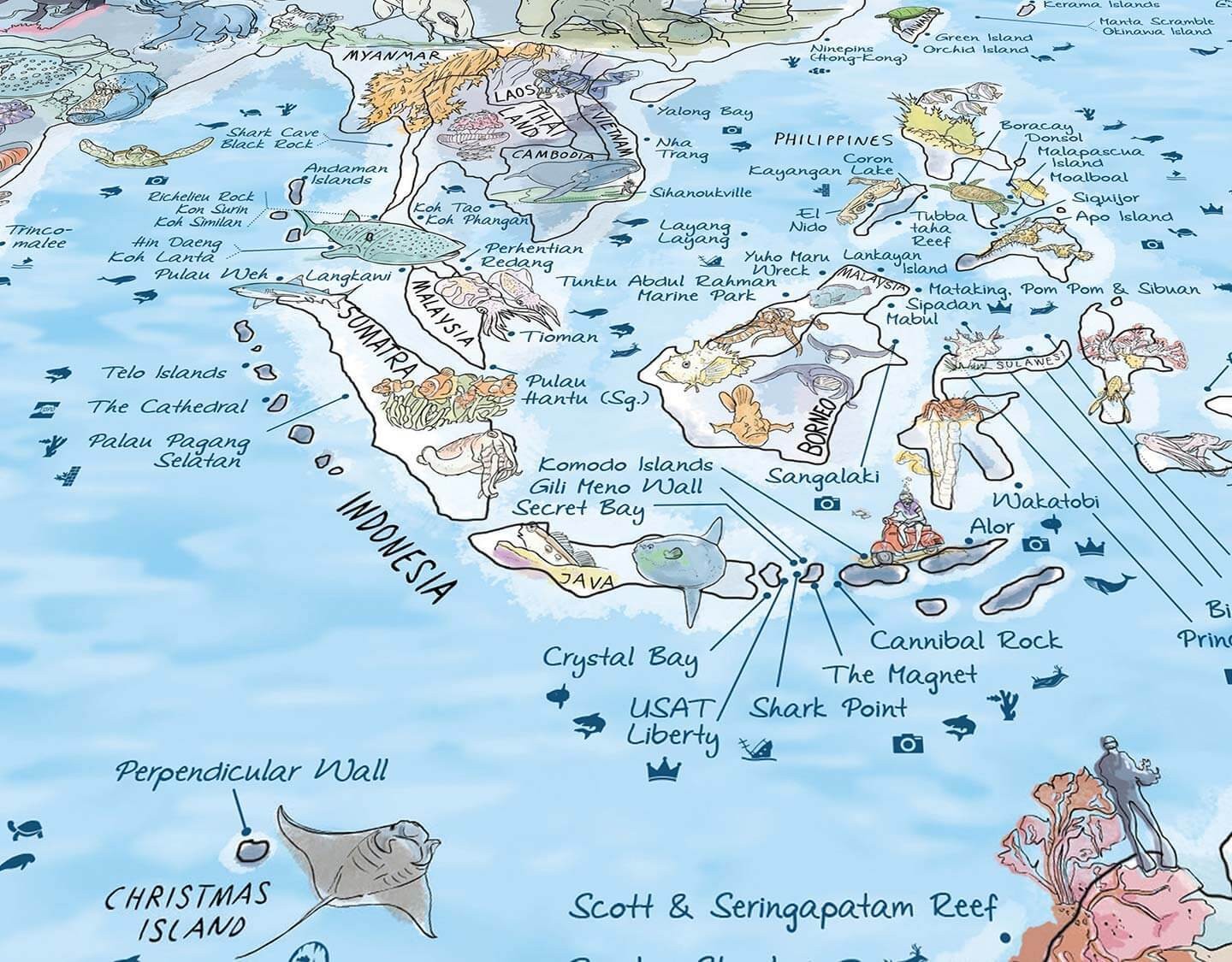 Mapas impresionantes - Póster del mapa mundial - Mapa de buceo reescribible