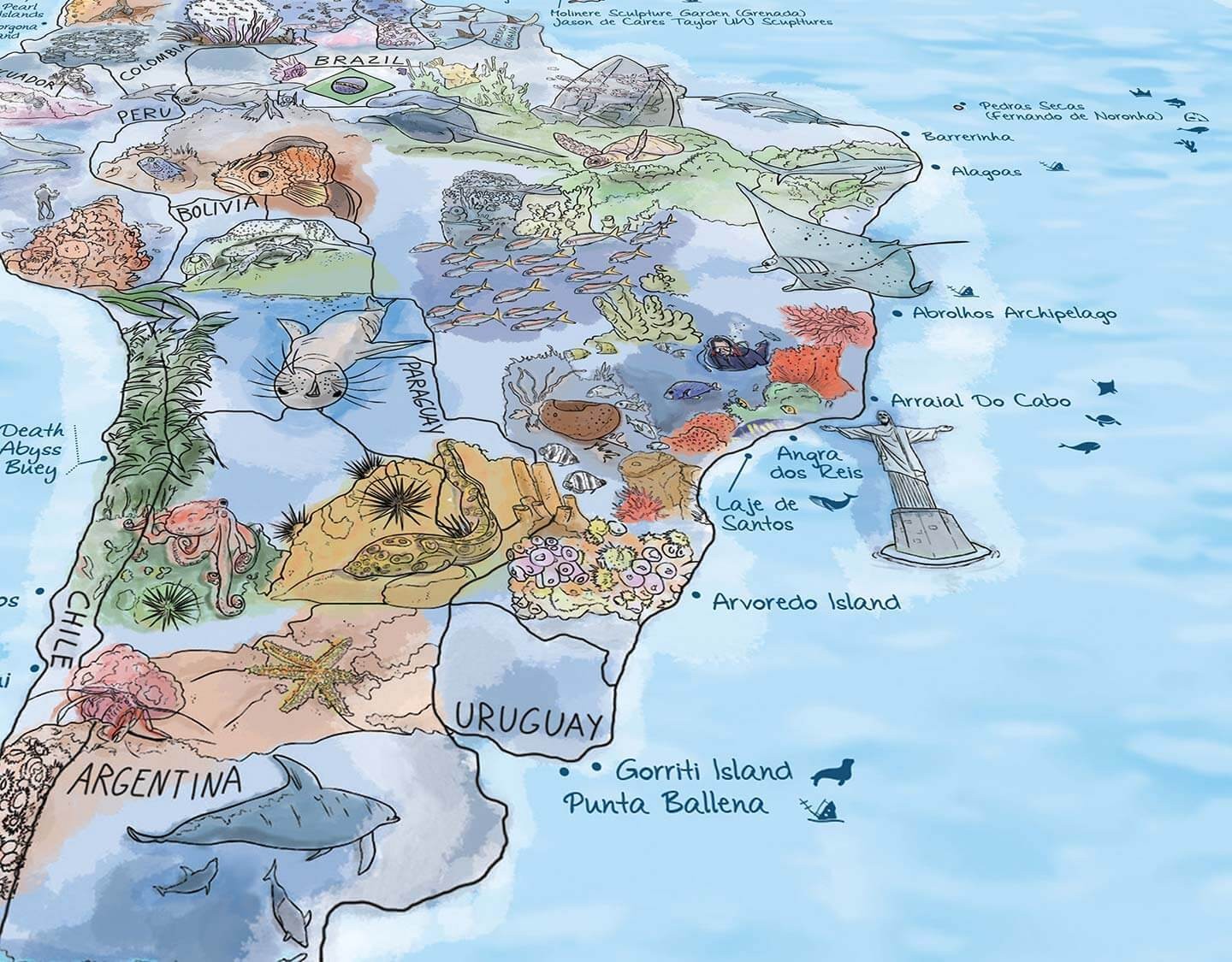 Awesome Maps - World Map Poster - Dive Map Re-writable