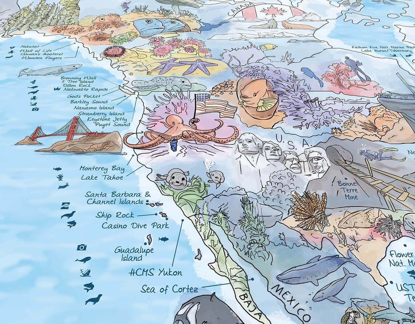 Awesome Maps - World Map Poster - Dive Map Re-writable