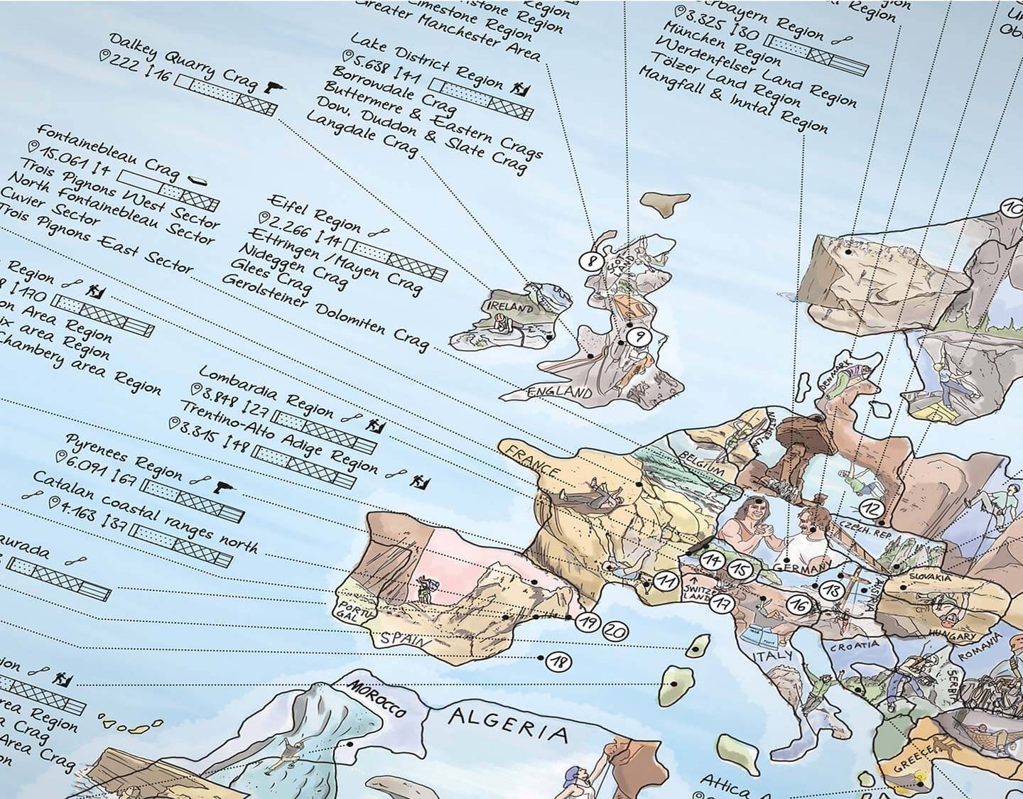 Awesome Maps - Poster Carte du Monde Climbing Map Re-writable