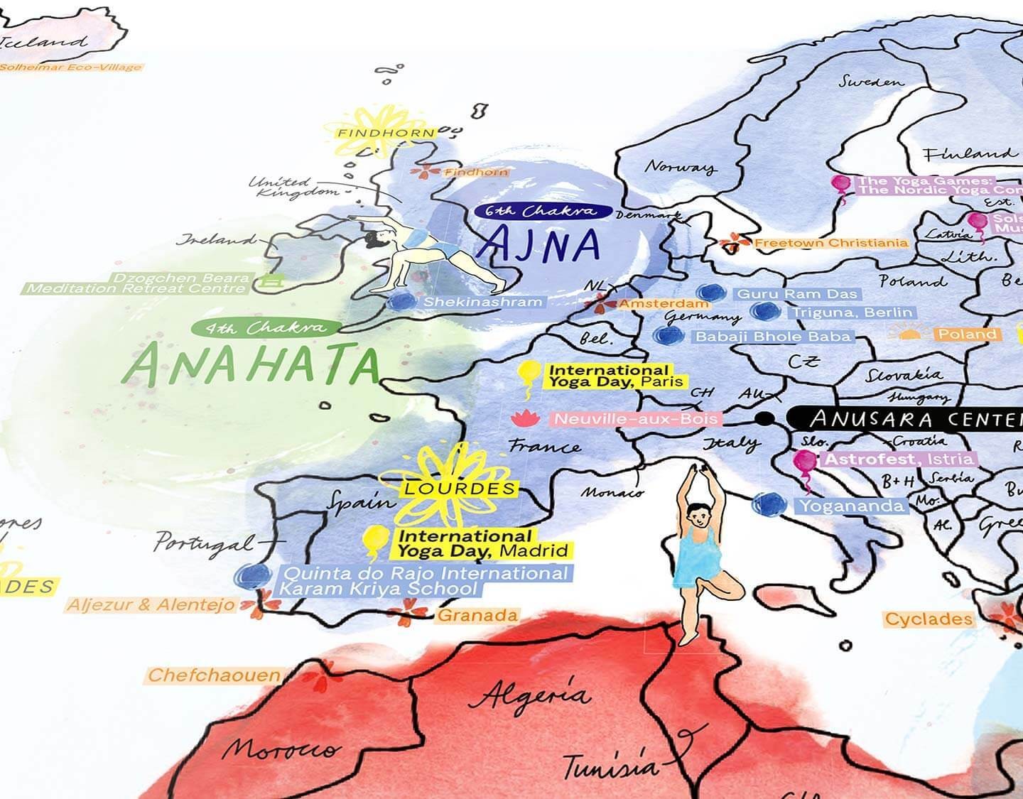 Awesome Maps - Poster Map of the World Yoga Map Re-writable